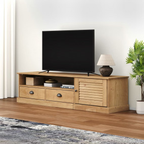 TV Cabinet Honey Solid Pine Wood Medium TV Cabinet Rect...