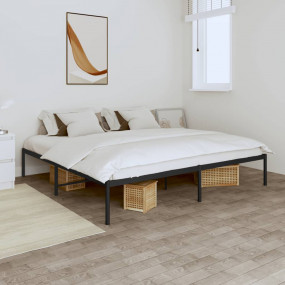 Bed Frame Black Steel Super King Rectangular Traditiona...