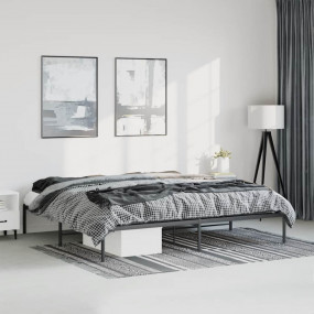 Bed Frame Black Powder-Coated Steel 76 x 80 in mattress...