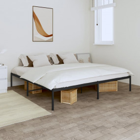 Bed Frame Black Steel 78.7 x 78.7 in Bed Frame Rectangu...