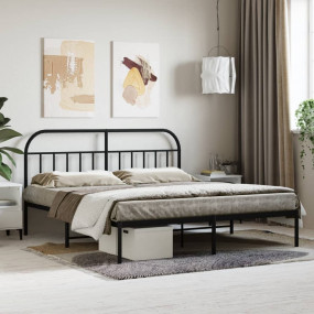 Bed Frame Black Powder-coated steel 63 x 79 in Bed Fram...