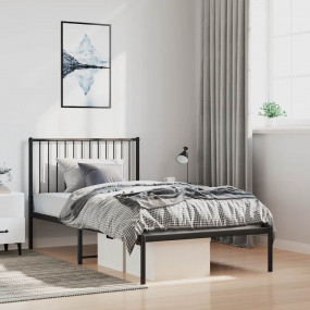 Bed Frame Black Steel 39.4 x 78.7 in Bed Frame Rectangu...