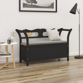 Bench Black Solid fir wood, engineered wood Medium Stor...