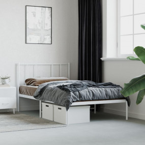 Bed Frame White Steel Twin Metal Bed Frame Rectangular
