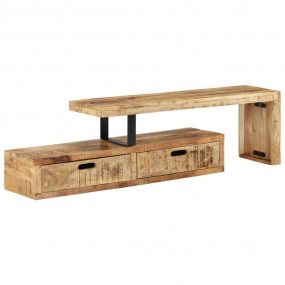 TV Stand Natural Wood Solid Mango Wood Medium Rectangul...