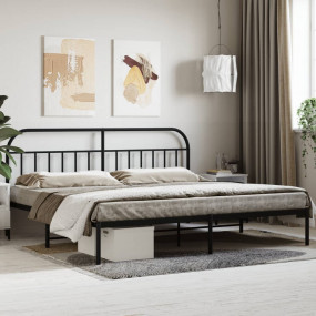 Bed Frame Black Powder-Coated Steel 78.7x78.7in Bed Fra...