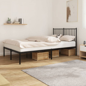 Bed Frame Black Steel 47 x 79 in Bed Frame Rectangular