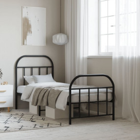 Bed Frame Black Powder-coated Steel Small Single Bed Fr...
