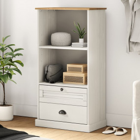 Bookcase White Solid pine wood, engineered wood, metal ...