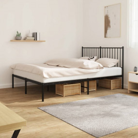 Bed Frame Black Powder-coated steel 55 x 79 in Bed Fram...