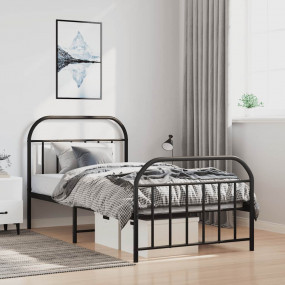 Bed Frame Black Steel Twin Bed Frame Rectangular Tradit...