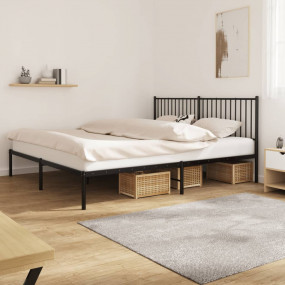 Bed Frame Black Powder-coated steel King Bed Frame Rect...