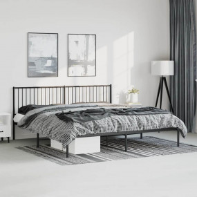 Bed Frame Black Powder-Coated Steel Double Bed Frame
