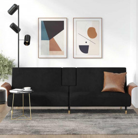 Sofa Bed Black Velvet, Plywood, Metal Perfect for compa...