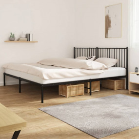Bed Frame Black Powder-Coated Steel 79x79 in Bed Frame