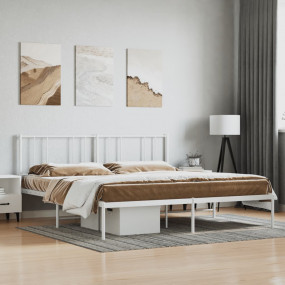 Bed Frame White Powder-coated steel Super King Bed Fram...