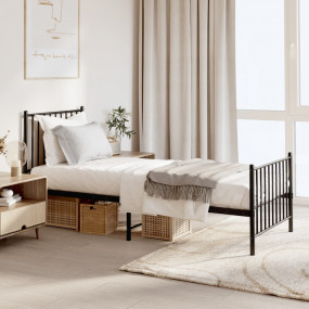 Bed Frame Black Steel Small Single Traditional Strong