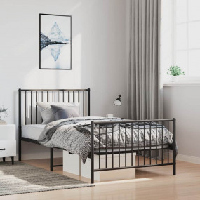 Bed Frame Black Powder-coated steel Twin Bed Frame Rect...