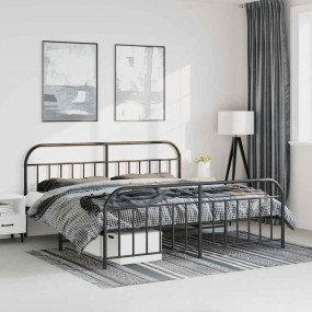 Bed Frame Black Powder-Coated Steel Full-sized Bed Fram...