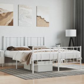 Bed Frame White Steel 47.2 x 78.7 in Bed Frame Rectangu...