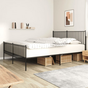 Bed Frame Black Powder-coated Steel Super King Bed Fram...