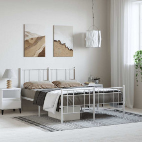 Bed Frame White Steel Double Bed Frame Rectangular