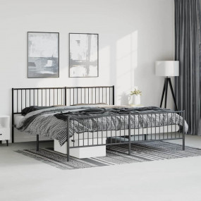 Bed Frame Black Steel 76 x 80 in Rectangular Durable