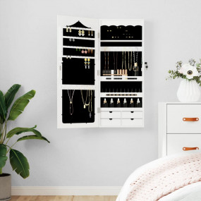 Mirror Jewelry Cabinet White Engineered wood, glass, po...