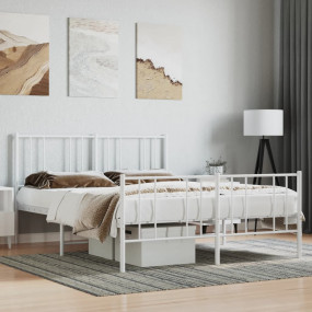 Bed Frame White Steel Double Bed Frame Rectangular Dura...