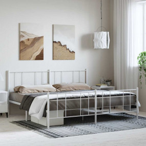 Bed Frame White Powder-Coated Steel 72x84 in Bed Frame