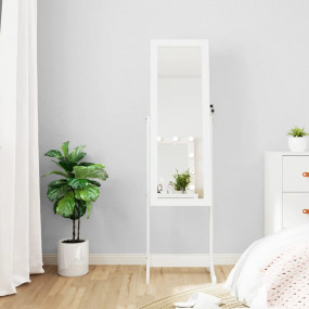 Mirror Jewelry Cabinet White Engineered wood, Glass, Fa...