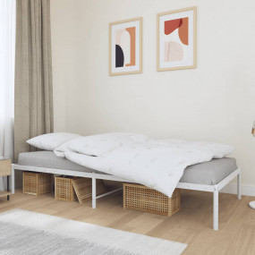 Bed Frame White Steel 35 x 78.7 in Bed Frame Rectangula...