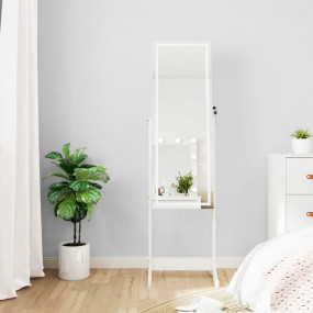 Mirror Jewelry Cabinet White Engineered Wood, Glass, Fa...
