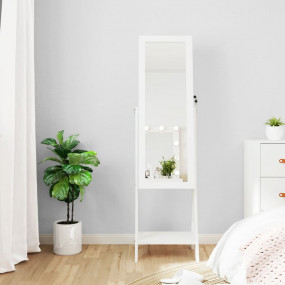 Mirror Jewelry Cabinet White Engineered wood Full Lengt...