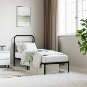 Bed Frame Black Powder-Coated Steel Small Single Bed Fr...