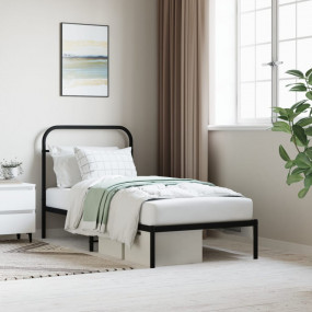 Bed Frame Black Powder-Coated Steel Twin Industrial Bed...