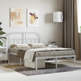 Bed Frame White Powder-coated Steel Double Bed Frame