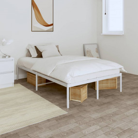 Bed Frame White Powder-Coated Steel Small Double Bed Fr...