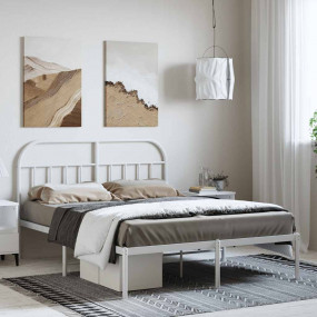 Bed Frame White Powder-coated steel Queen Bed Frame Rec...