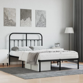 Bed Frame Black Powder-Coated Steel 47.2x74.8 in Small ...