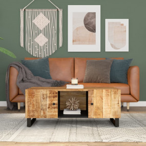 Coffee Table Natural wood with black legs