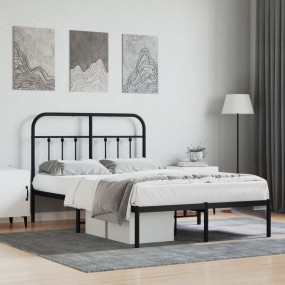 Bed Frame Black Powder-Coated Steel 47.2 x 78.7 in Bed ...