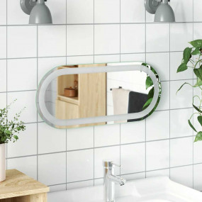 LED Bathroom Mirror Clear Glass 23.6x9.8 in Oval Modern