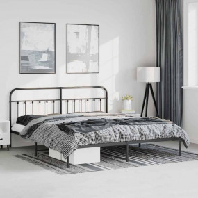 Bed Frame Black Steel Full Durable Bed Frame Rectangula...