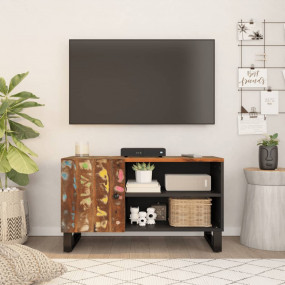 TV Cabinet Mixed Color Finish Solid Reclaimed Wood Medi...