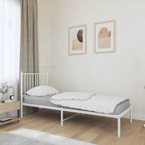 Bed Frame White Powder-coated steel 31.5 x 79 in Bed Fr...