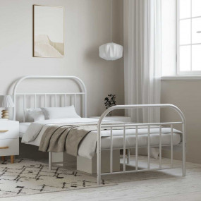Bed Frame White Steel Twin Bed Frame Rectangular  Durab...