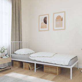 Bed Frame White Steel Twin Bed Frame Rectangular Durabl...