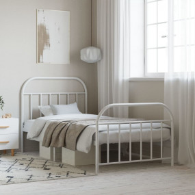 Bed Frame White Steel King Single Bed Frame Rectangular