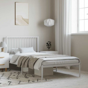 Bed Frame White Powder-Coated Steel 39.4 x 78.7 in Bed ...